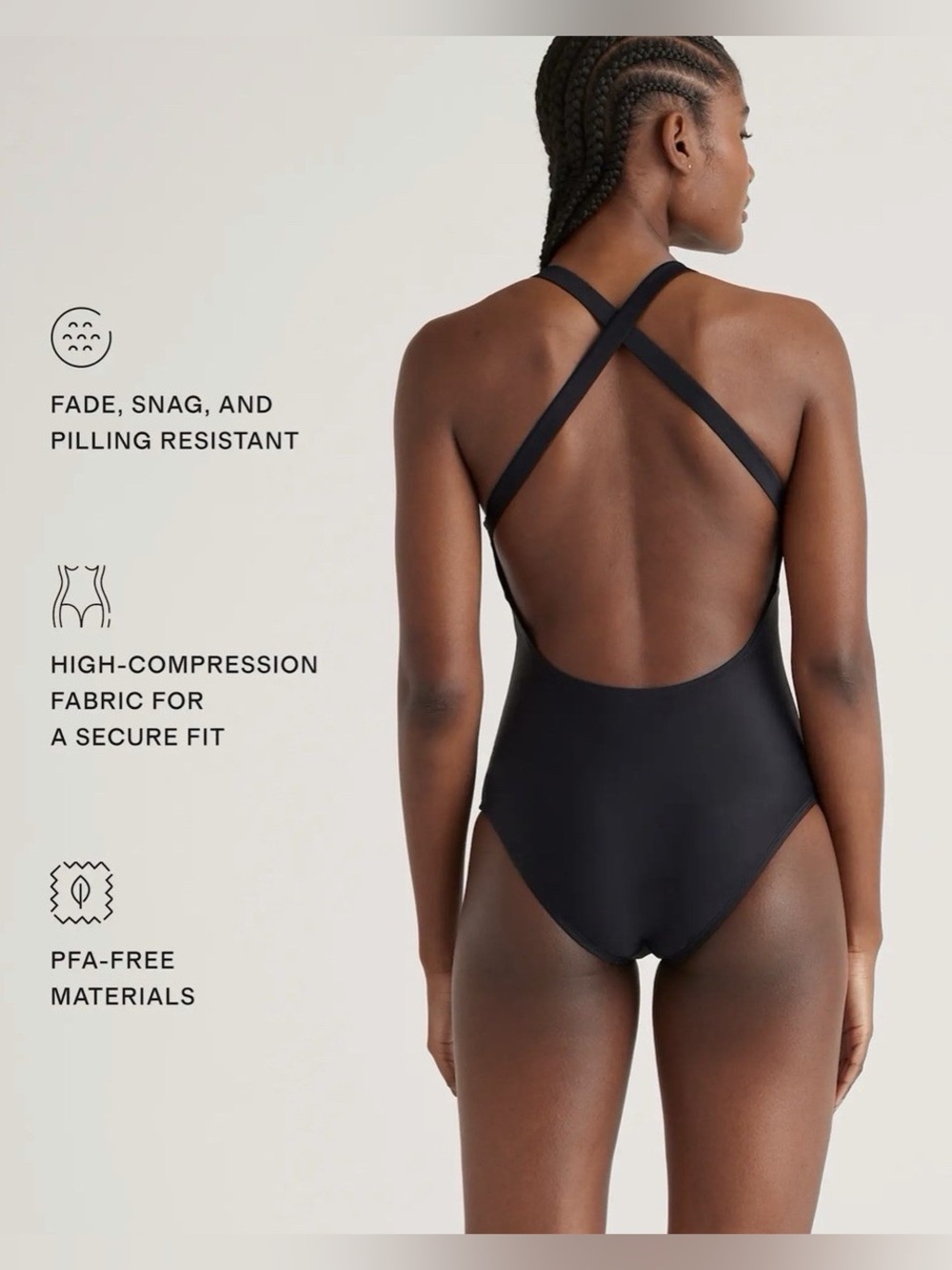 Quince Italian Cross-Back One-Piece Swimsuit Black Size XL E100